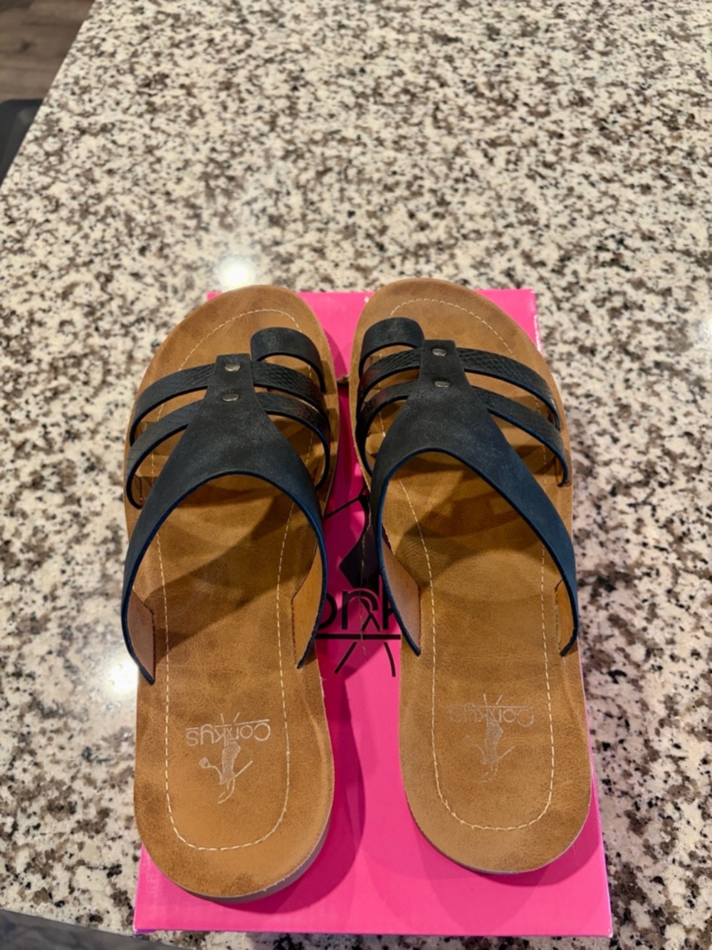Corkys Black Slide Sandals (Box) - Picture 3 of 6